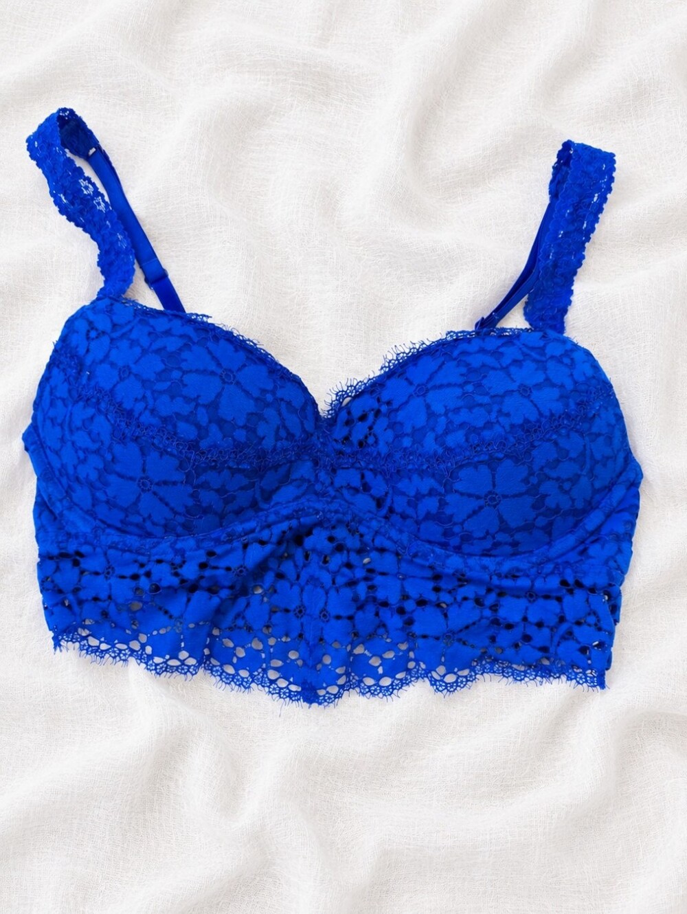 PINK Victoria's Secret Lace Push Up Bralette Bra Royal Blue - Size S Y2K